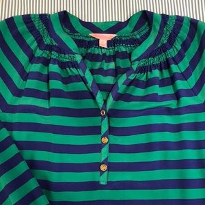 Striped silk Elsa top